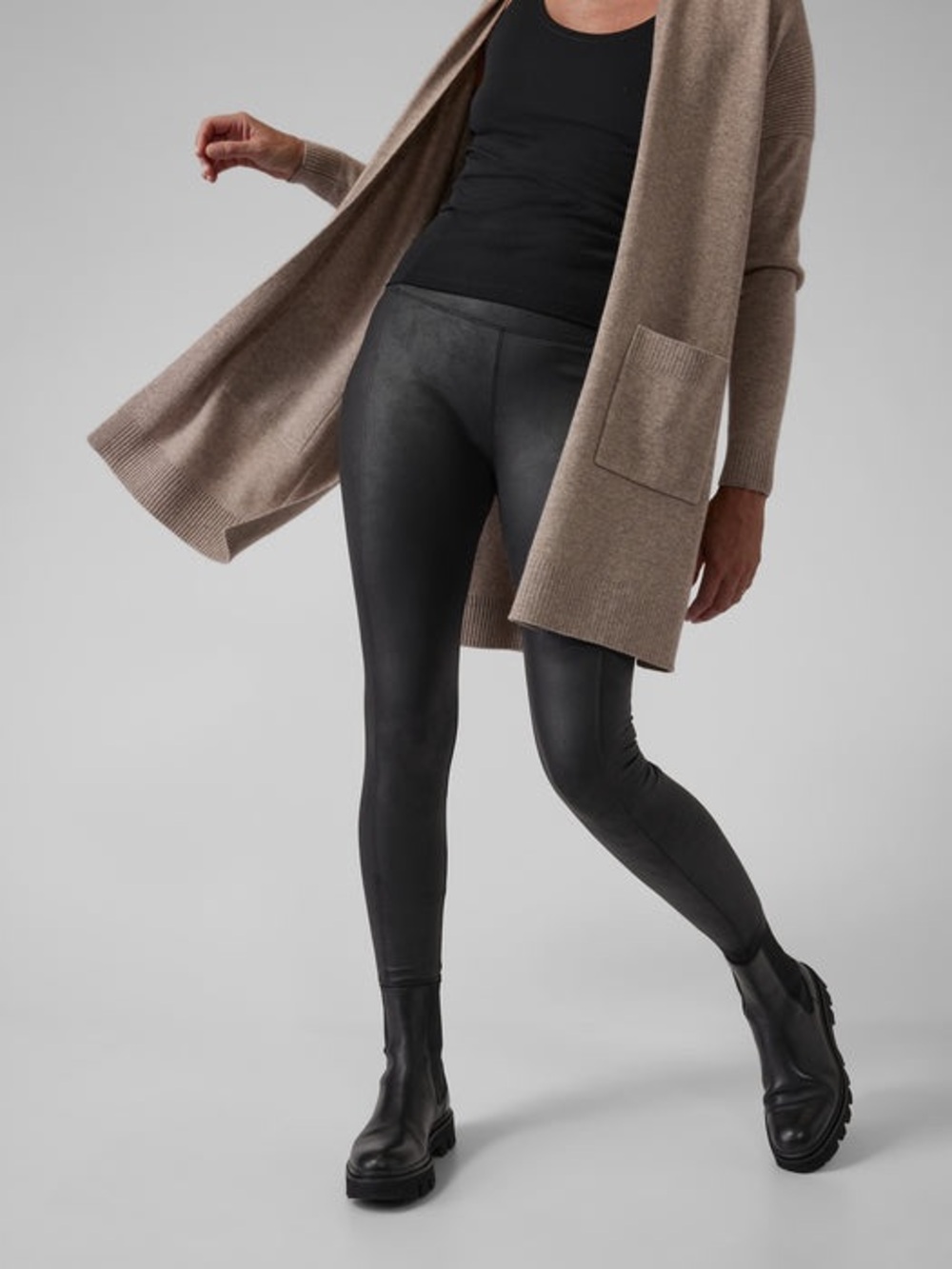 Athleta Delancey Gleam Tights with Back Zip Pocket in Black